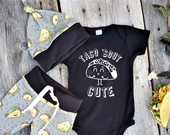 Taco baby clothes, organic baby clothes, taco bout cute, baby clothing set, taco first birthday, food baby clothes, taco baby shower
