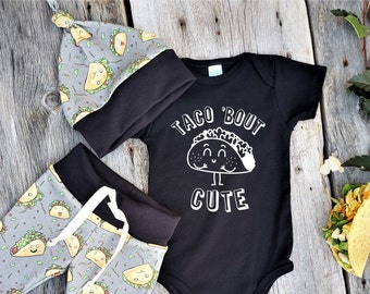 Taco Baby Clothes: Organic Cotton Bodysuit, Leggings & Hat outfit options