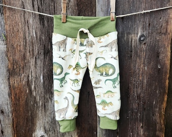 Organic Baby Leggings: Dinosaur Print Joggers, USA Made