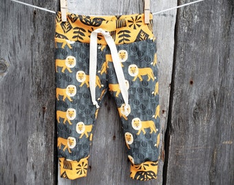 Lion baby clothes, Organic baby outfit, lion baby pants, baby joggers, lion outfit, organic cotton