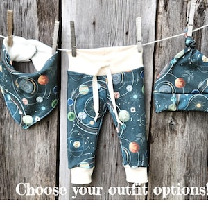 Organic Cotton Space Baby Leggings, Planets Baby Shower Gift