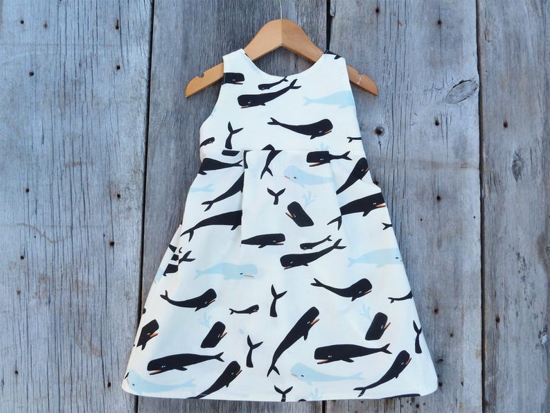 Baby girl gift baby girl summer dress Organic baby dress Organic baby dress whale baby clothes ocean dress beach dress