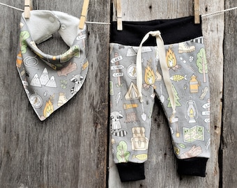 Organic Baby Leggings: Camping Print Joggers, Gender Neutral
