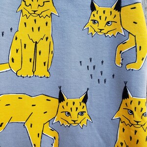 Lynx organic baby romper, Big cat harem romper, organic cotton baby clothes, gender neutral romper, boy or girl romper. image 2