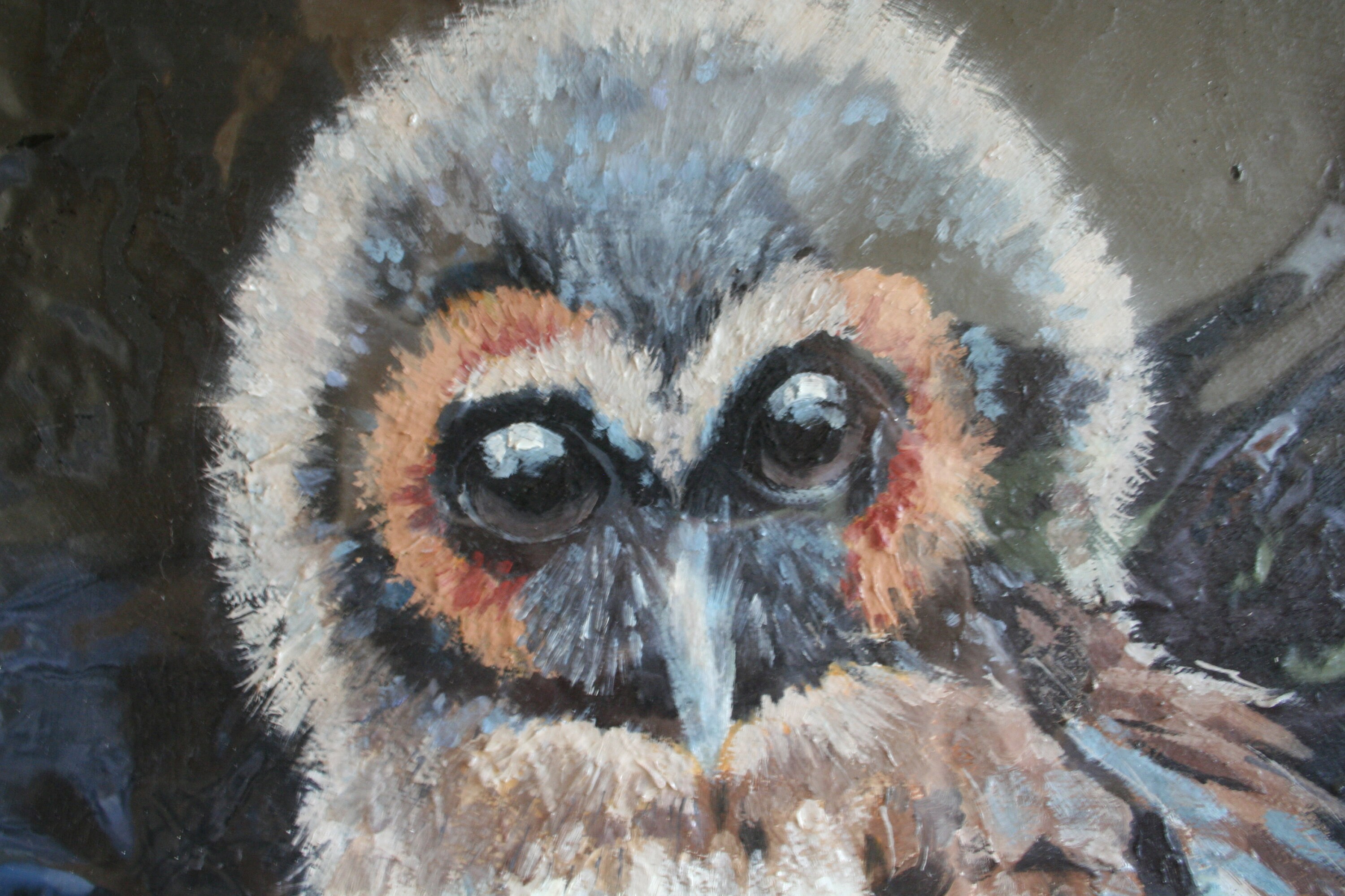 Pintura al óleo original búho de madera marrón búho pájaro | Etsy