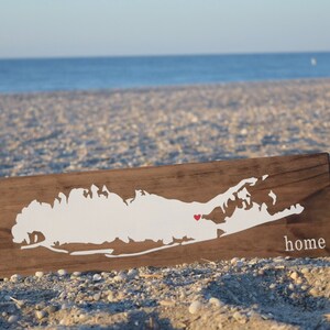 Long Island Wall Art, LI Wooden Sign, Rustic Sign of Long Island, Long Island Town Sign, LI Sign with Compass