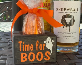 Time For Boos Halloween Shot Glass Holder/Halloween Party Decor/ Ghost Shot Glass Holder/ Halloween Party Hostess Gift