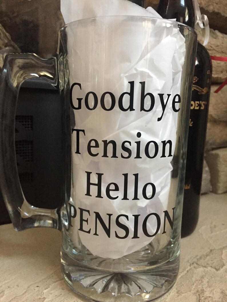 Retirement Beer Mug Retirement Gift for Guy Goodbye Tension Etsy