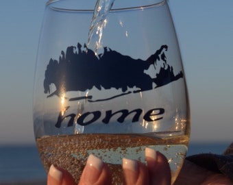 Long Island Home Wine Glass, Long Island Home Gift, New Home Wine Glass, Closing Gift, Long Island Themed Gifts