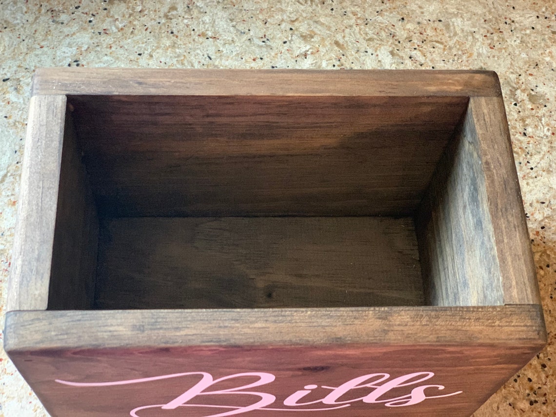 Bills Box for Organizing Wooden Bills Storage Box Bill Etsy