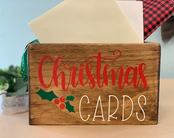 Christmas Card Box Organizer, Christmas Mail Box, Holiday Card Holder, Farmhouse Christmas Decor, Christmas Card Storage