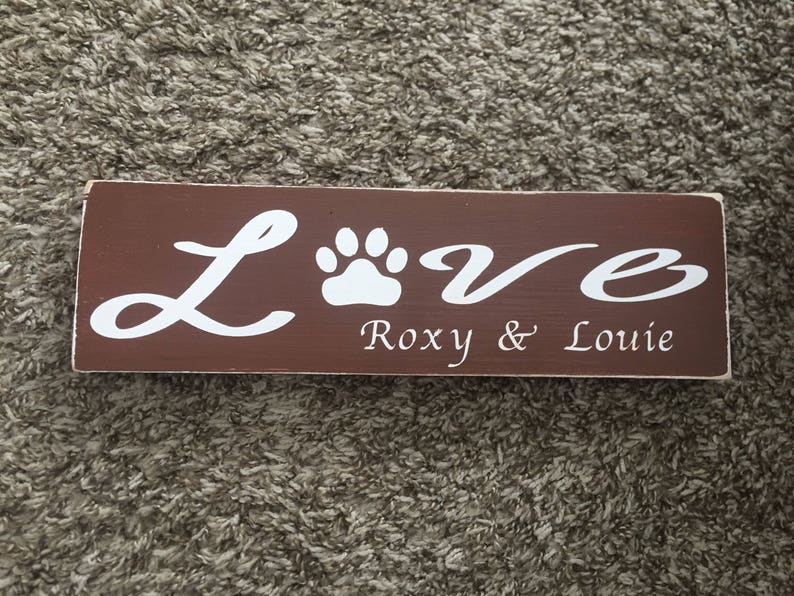 Love Dog sign Dog paw wooden sign Dog name sign | Etsy