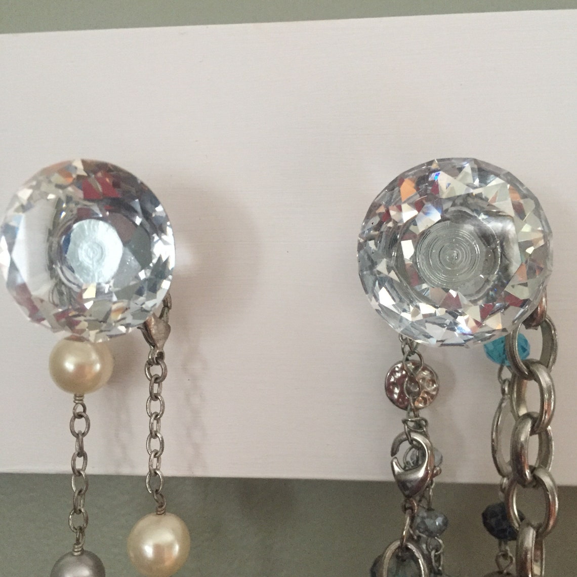 White Crystal Knob Necklace Holder Jewelry organizer Wall Etsy