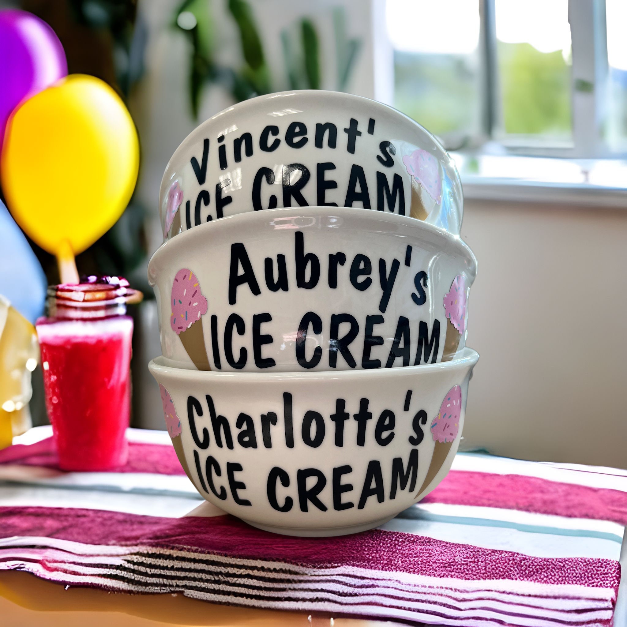 Personalized Ice Cream Bowl, Glass Dessert Dish Gift for Dad Grandpa Kids,  Cereal Snacks