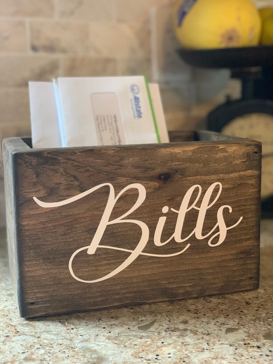 Bills Box for Organizing Wooden Bills Storage Box Bill Etsy