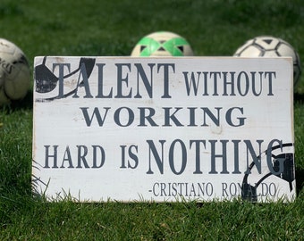 Soccer Bedroom Decor/Cristiano Ronaldo Quote / Motivational Soccer Sign / Soccer Themed Nursery / Sports Themed Room/ Soccer Coach Gift