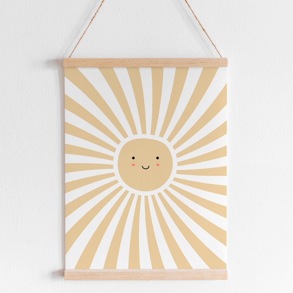 Smiling sunbeam print, childrens room decor, nursery decor, print, baby, nursery, sunshine, kids, kids room, sun, girls, smiling sun, smile