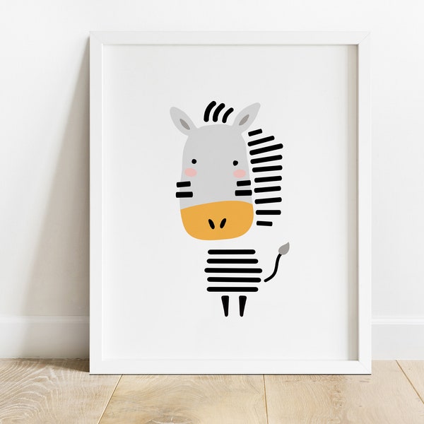 Zebra Print - Childrens Room Decor, Nursery Decor, Personalised nursery print, Animals, Nursery Zebra, Scandi, Scandinavian, Zebra