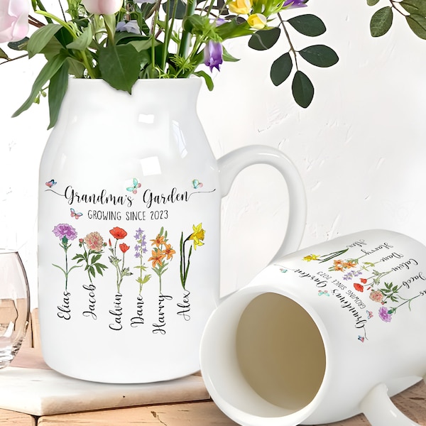 Personalized Mother's Day Flower Birth Month Plant Pot, Custom Grandkid Name Flower Pot, Mother's Day Gifts, Nana's Garden, Nana Gifts