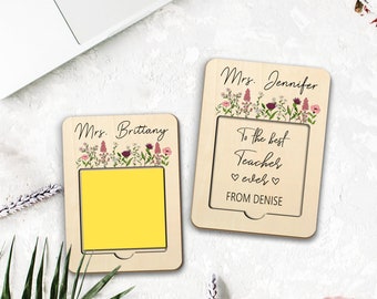 Fleur personnalisée pour cadeau enseignant, porte-notes enseignant personnalisé, cadeau de remerciement pour enseignant, cadeau de remerciement pour enseignant