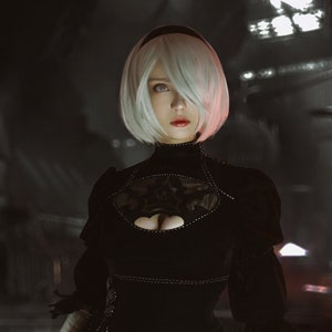 NieR wig, nier 2b wig, NieR Automata wig, nier automata cosplay, short white wig, Cosplay wig, Halloween wig