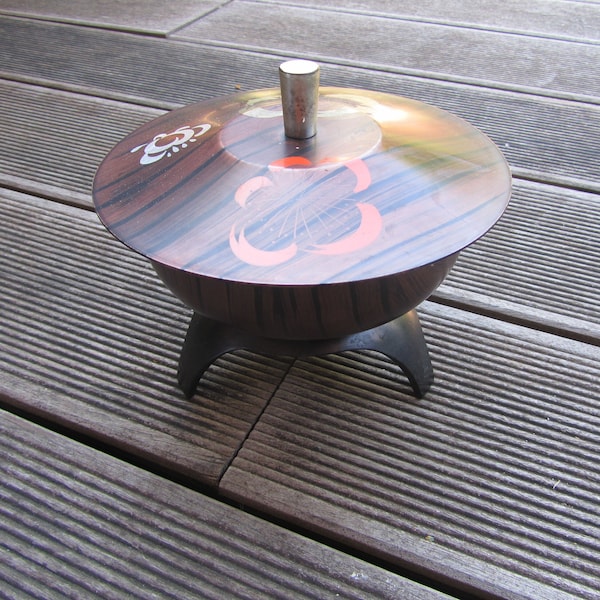 Box for chocolates or sweets from the 60s - imitation teak decoration