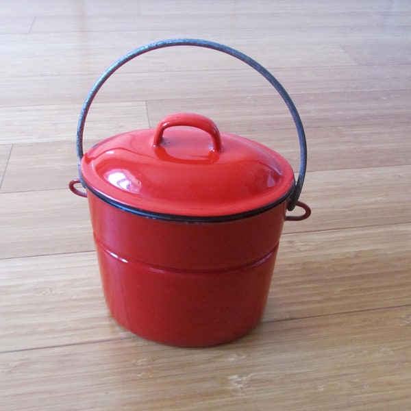 50s red enamelled metal lunchbox by Westen Due Leoni - Bassano - Made in Italy