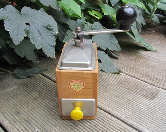 Coffee grinder in wood and metal, Coff brand - 1960s
