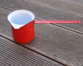 Pot with Turkish coffee handle in 1960s red enamelled metal manufactured by the company quot Due Leoni quot