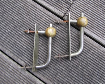Pair of metal and bakelite furniture handles - Italy - circa 1950