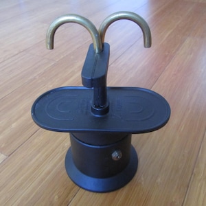 &quot;Mini Express&quot; aluminum coffee maker by OMG Design Bialetti - Black - 2 cups 1990s - Made in Italy
