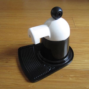 &quot;Mini Bar&quot; two-cup black and white enamelled aluminum coffee maker - Stovetop moka - 1990s