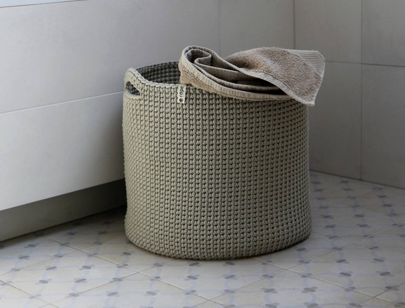 Apple Green Laundry Hamper Nursery Scandinavian Crochet Basket Etsy
