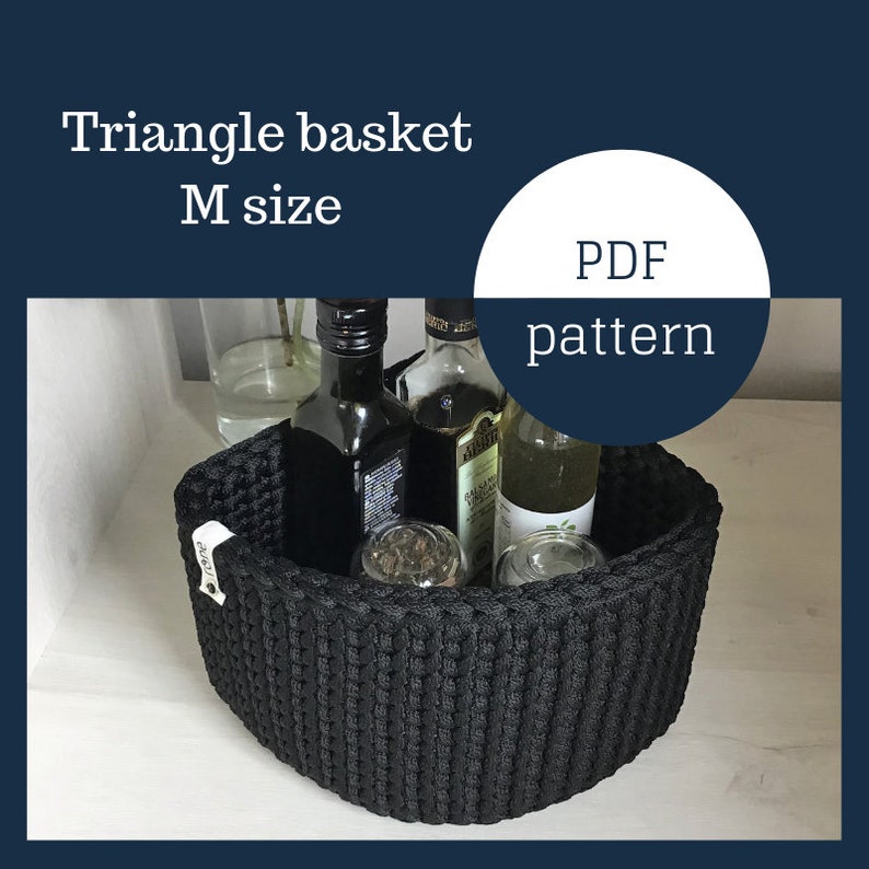 M Size Crochet PATTERN Triangle Corner Basket Triangle Etsy