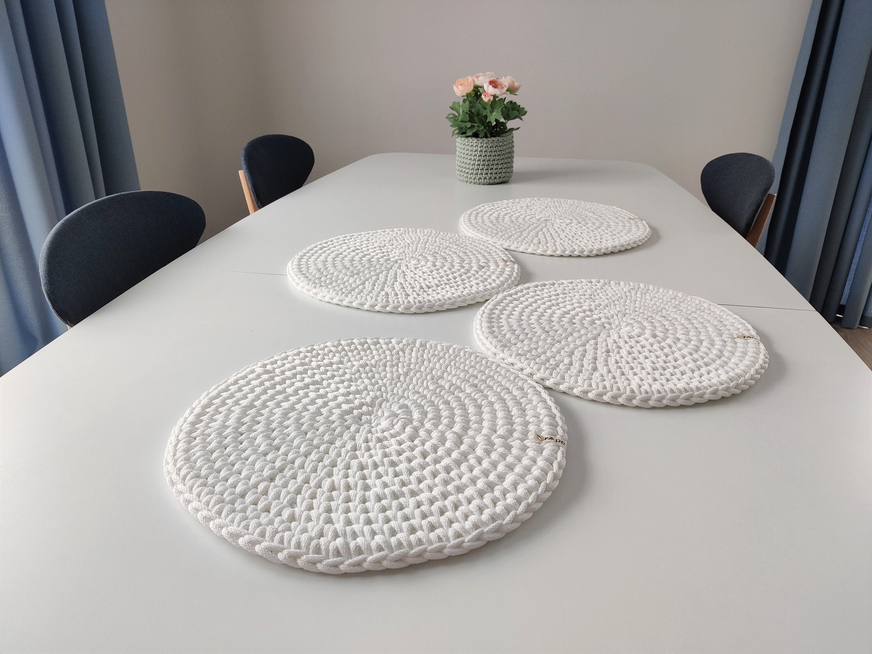 2Pack Crochet Bead Coasters Furniture Protector Table Coasters Kitchen