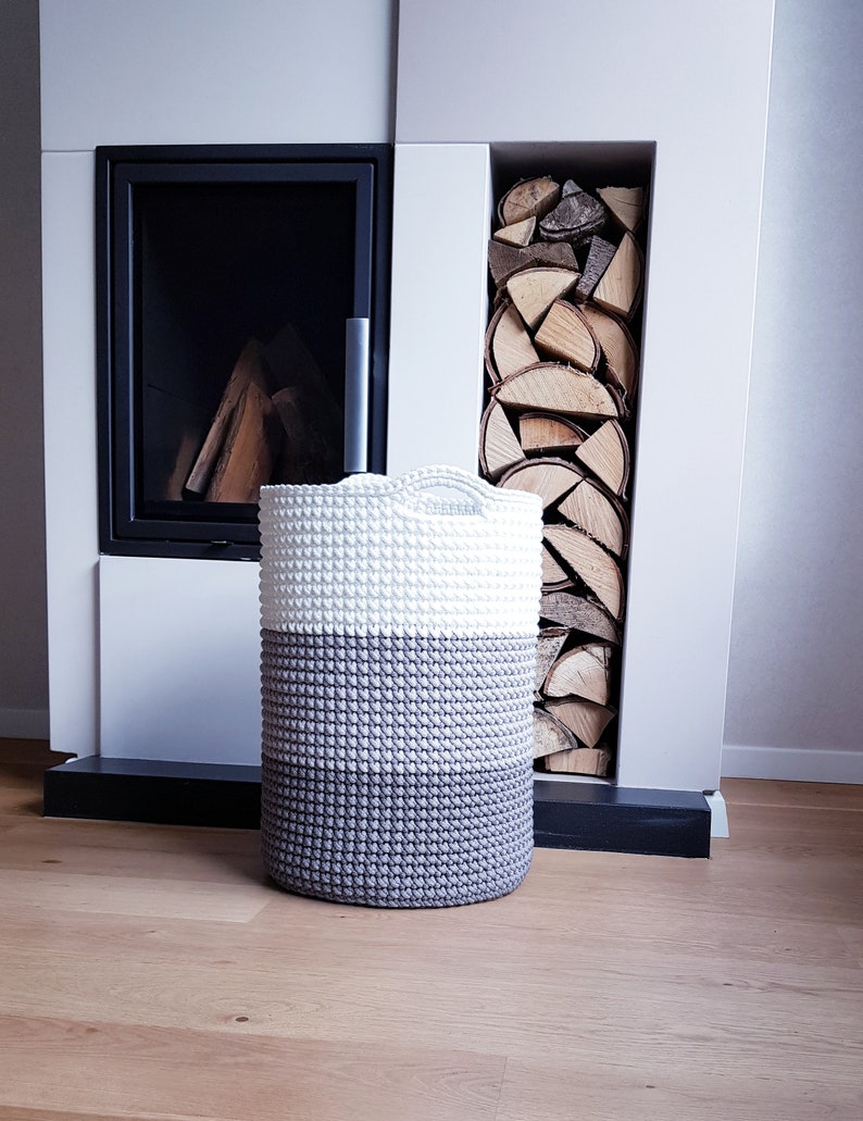 Grey Shades Crochet Storing Basket Big Nursery Toy Storage Etsy