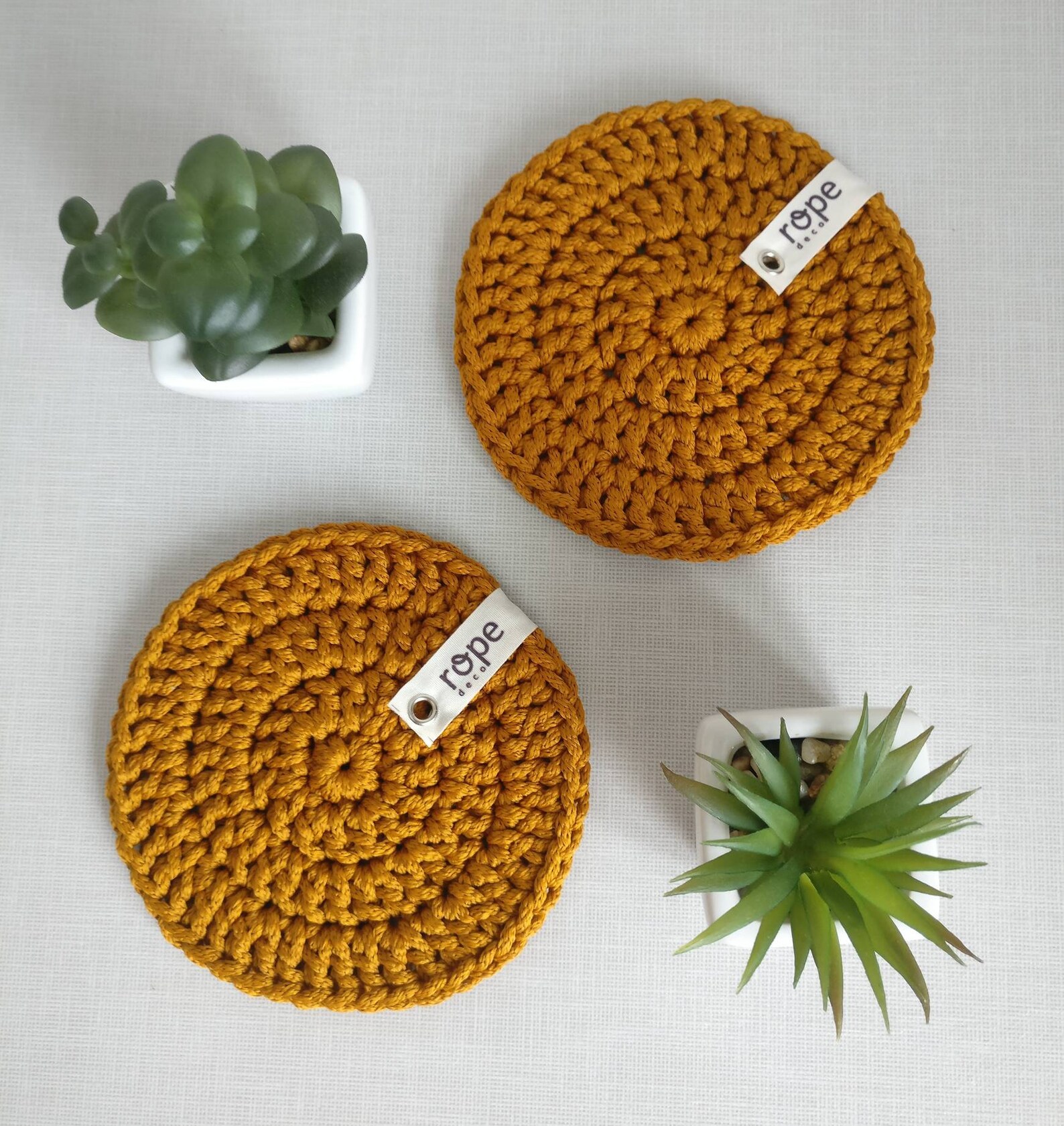 Crochet Tea Coasters Set Kitchen Interior Decoration New Etsy
