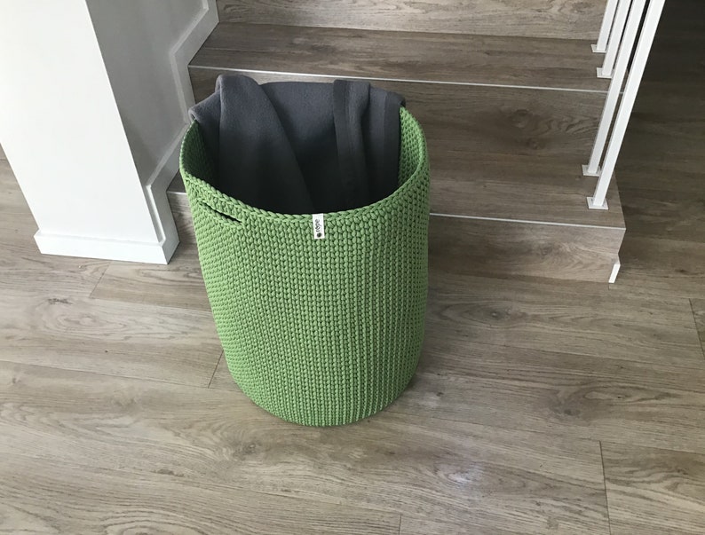 Apple Green Laundry Hamper Nursery Scandinavian Crochet Basket Etsy