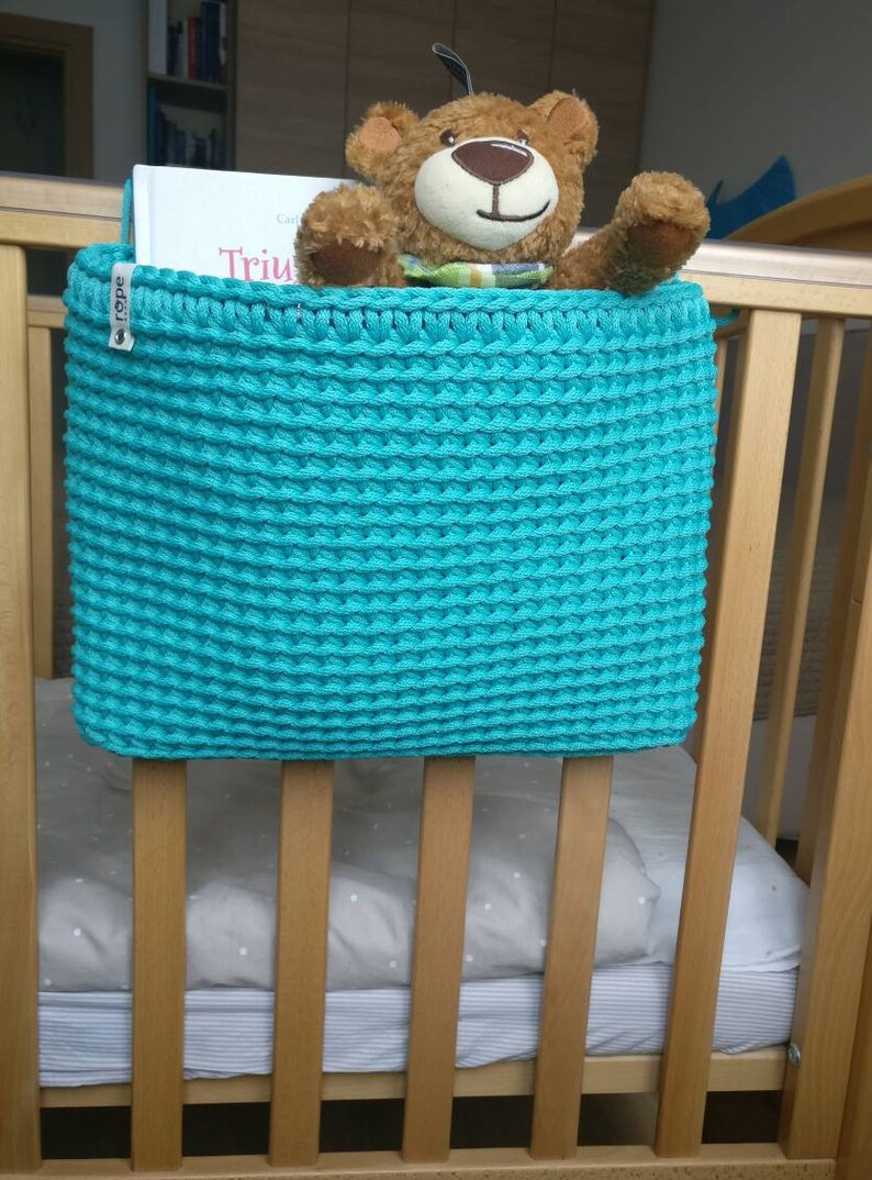 Baby Crib Crochet Hanging Toy Basket Diaper Books Pocket Etsy