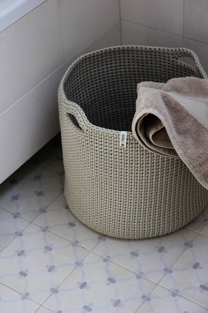 Big Orange Laundry Hamper Nursery Scandinavian Crochet Basket Etsy