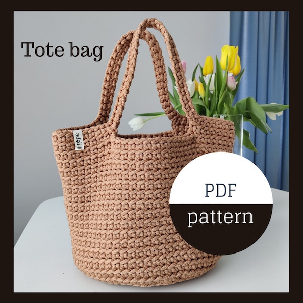 Tote bag PDF PATTERN, Crochet shopper bag