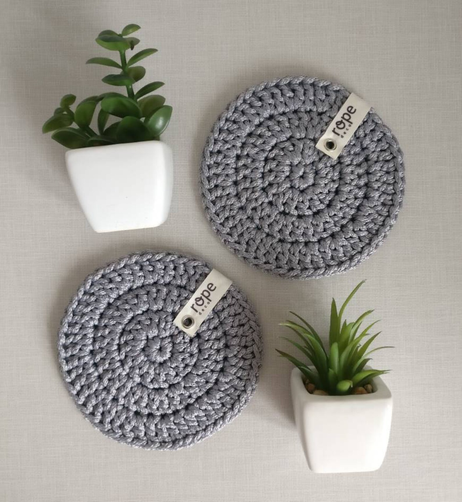 Crochet Tea Coasters Set Kitchen Interior Decoration New Etsy