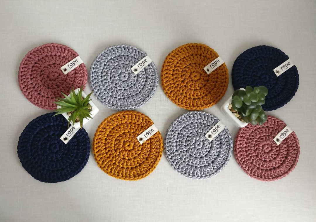 Crochet Tea Coasters Set Kitchen Interior Decoration New Etsy