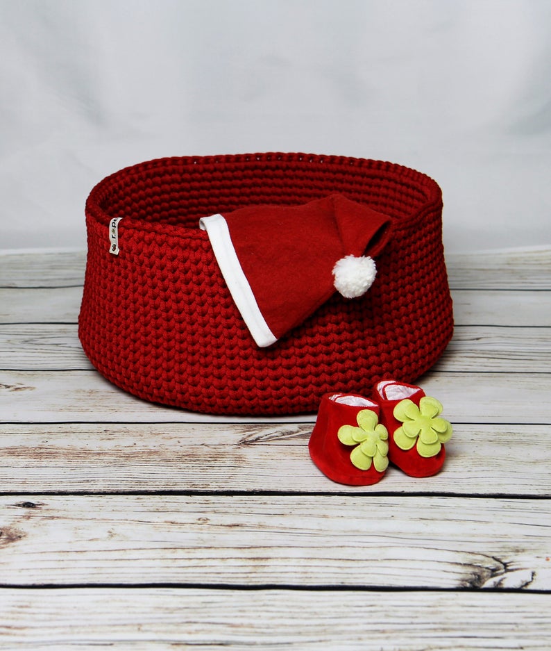 Red newborn basket props Baby basket Newborn photo props Baby props Baby photography props Baby photography nest Christmas photo props