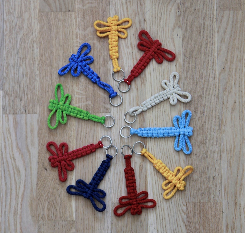 Macrame Dragonfly Charm Keychain Cute Crochet Keyring Key Etsy