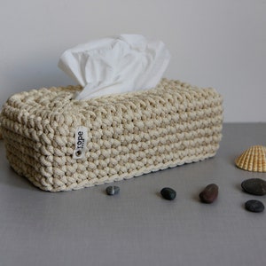 Cubierta de caja de tejido blanco cremoso Cubierta de caja de ganchillo Cubierta de caja rectangular Decoración del hogar de verano Cubierta de estilo escandinavo Cubierta de caja de papel Regalo