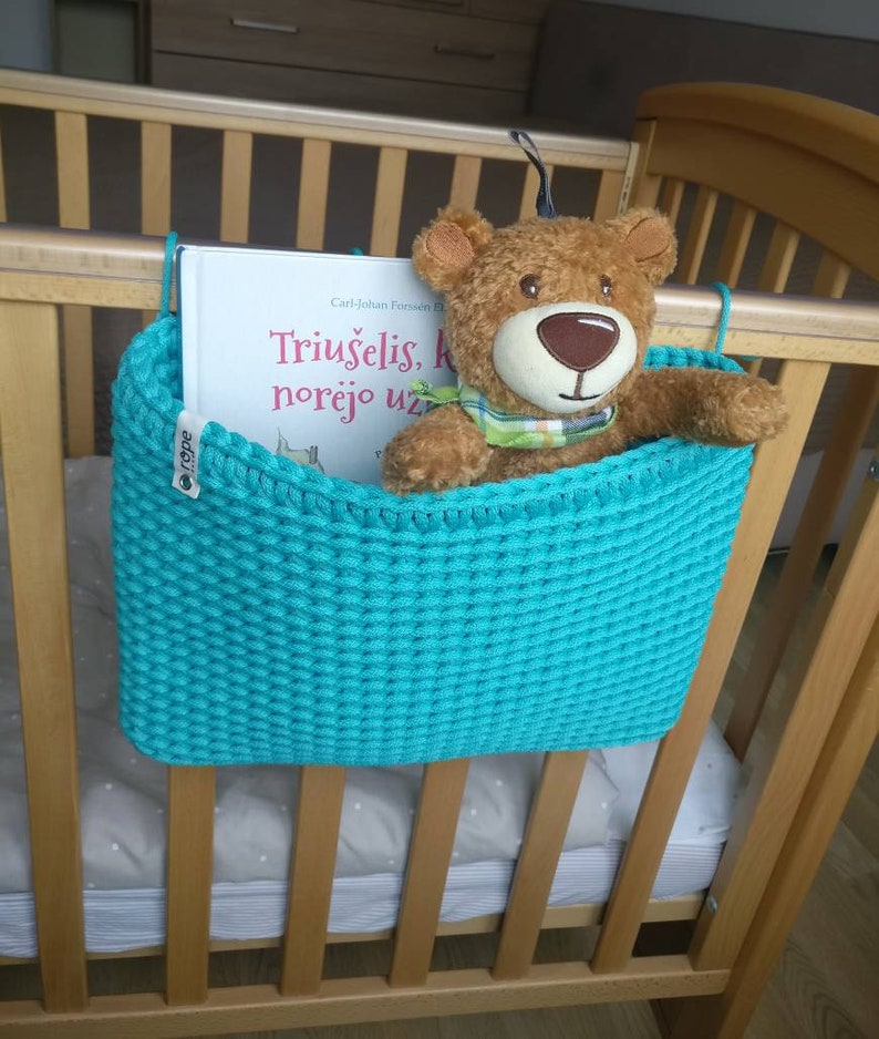 Baby Crib Crochet Hanging Toy Basket Diaper Books Pocket Etsy