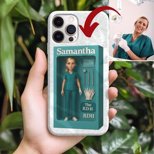 Custom AI Doll Phone Case Barbie Style Phone Cover Personalized Toy Box Design with Your Photo and Profession Pet or Person Doll Phone Case