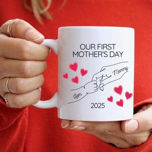 Personalized Mother’s Day Mug, Our First Mother’s Day, Custom Mom & Baby Hand Mug Mom Mug, Mom Gift, Customizable Coffee Cup, Motherhood Mug