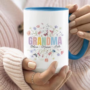 Personalized Grandma Coffee Mug, Custom Mother&#39;s Day Gift, Floral Mami  Kids Names Mug, Gift for Grandma Birthday, Mother&#39;s Day Present